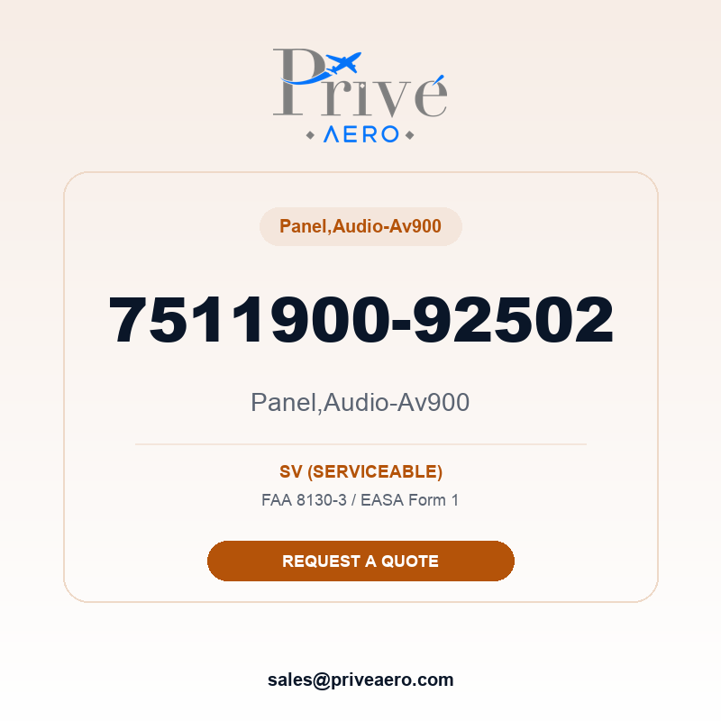 P/N 7511900-92502 Panel,audio-av900 7511900-92502 Panel,audio-av900 – Privé Aero
