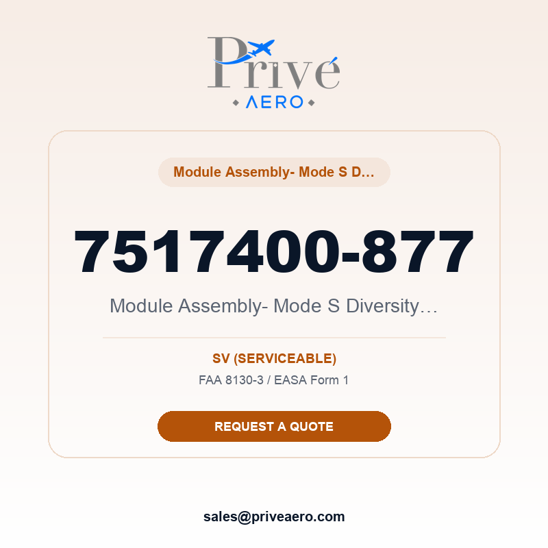 P/N 7517400-877 Module Assembly- Mode S Diversity Xpdr 7517400-877 Module Assembly- Mode S Diversity Xpdr – Privé Aero
