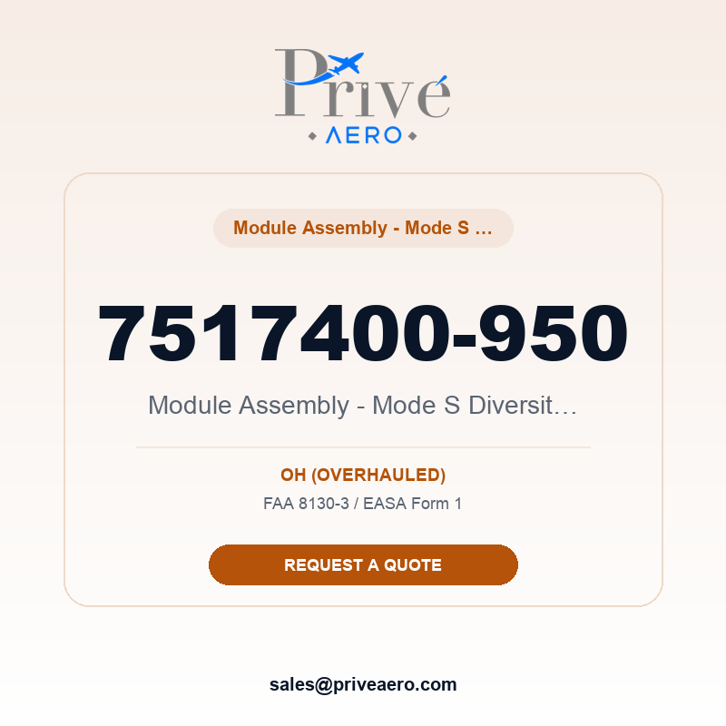 P/N 7517400-950 Module Assembly - Mode S Diversity Trans 7517400-950 Module Assembly - Mode S Diversity Trans – Privé Aero