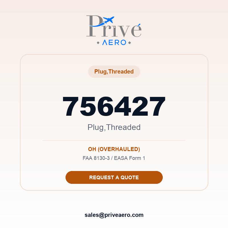 P/N 756427 Plug,threaded 756427 Plug,threaded – Privé Aero