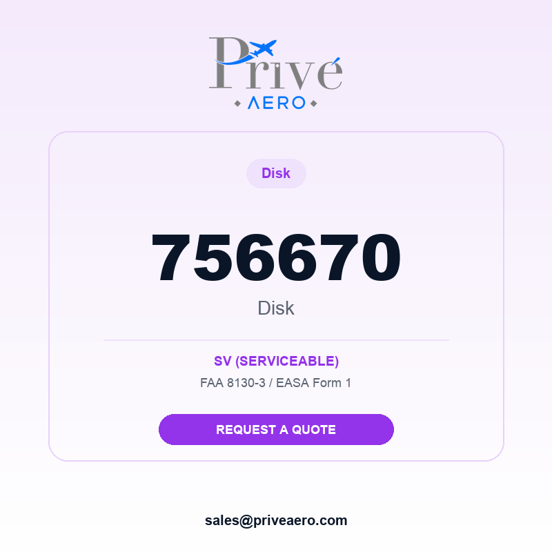P/N 756670 Disk 756670 Disk – Privé Aero