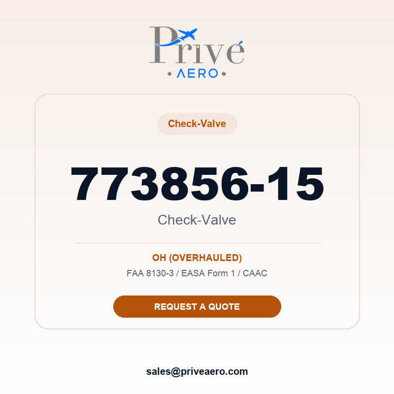 P/N 773856-15 CHECK-VALVE 773856-15 CHECK-VALVE – Privé Aero