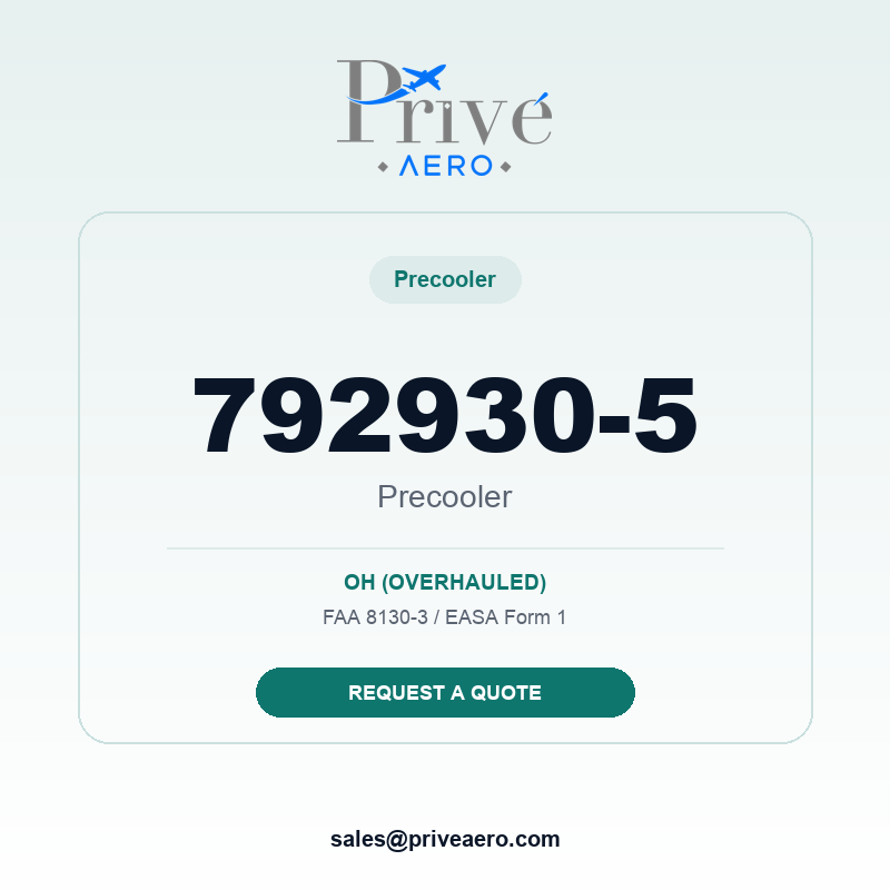 P/N 792930-5 Precooler 792930-5 Precooler – Privé Aero