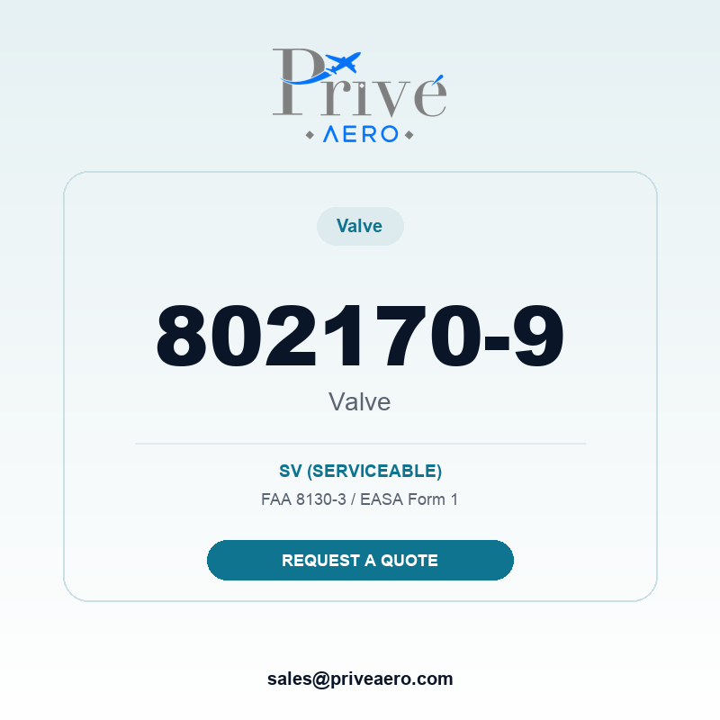 P/N 802170-9 Valve 802170-9 Valve – Privé Aero