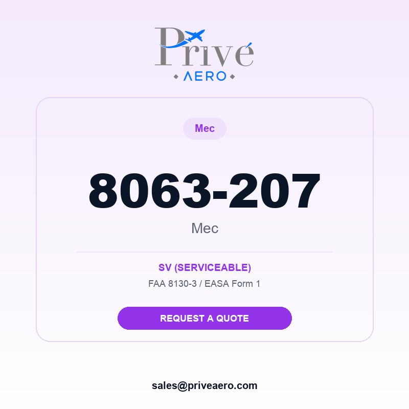 P/N 8063-207 Mec 8063-207 Mec – Privé Aero