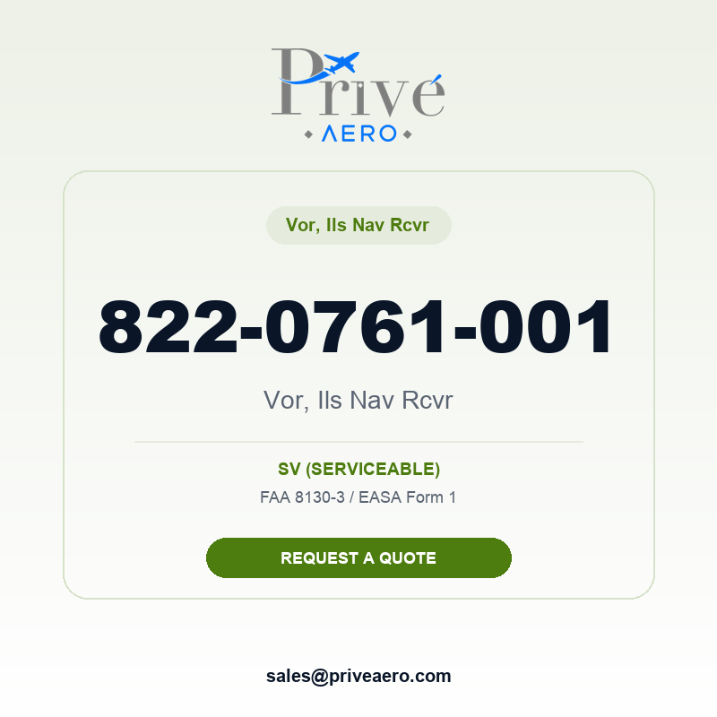 P/N 822-0761-001 Vor, Ils Nav Rcvr 822-0761-001 Vor, Ils Nav Rcvr – Privé Aero