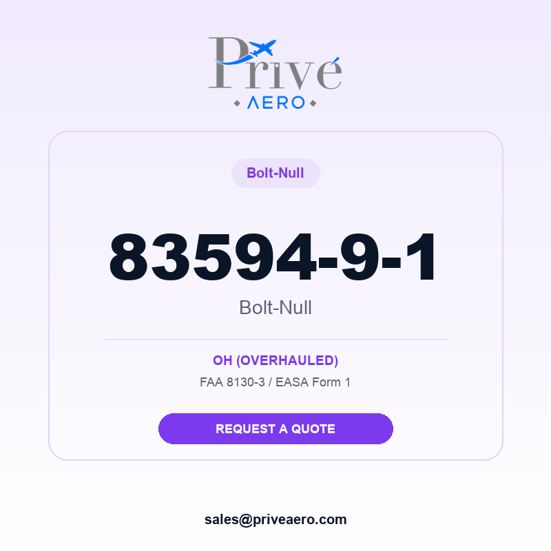 P/N 83594-9-1 Bolt-Null 83594-9-1 Bolt-Null – Privé Aero