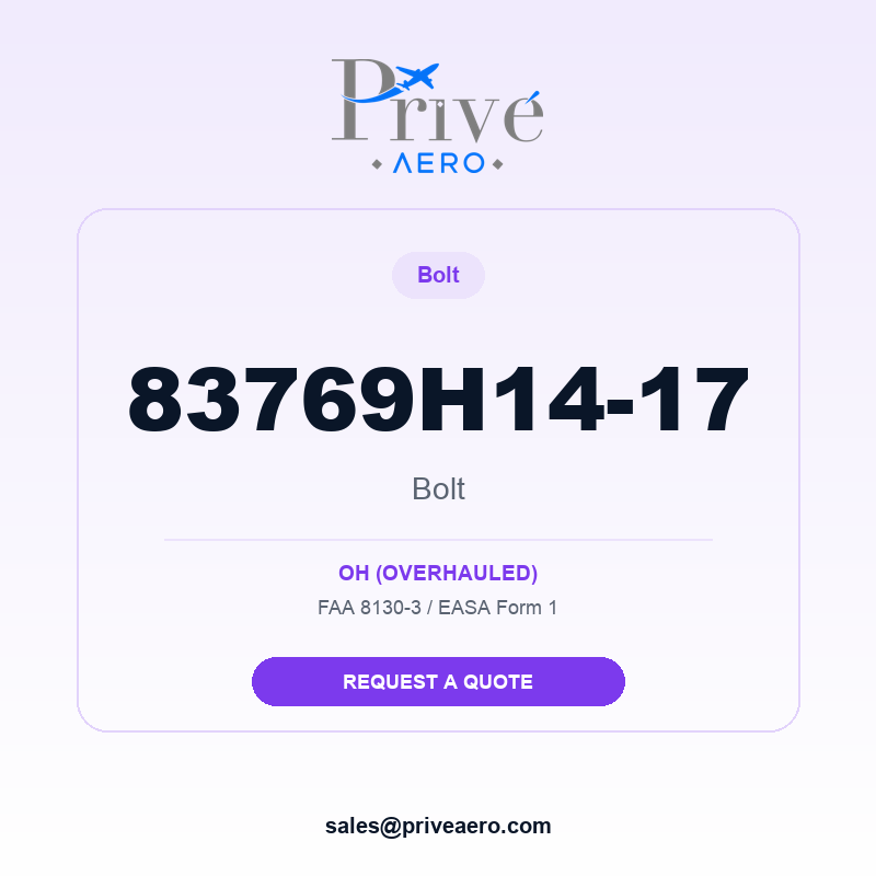 P/N 83769H14-17 Bolt 83769H14-17 Bolt – Privé Aero