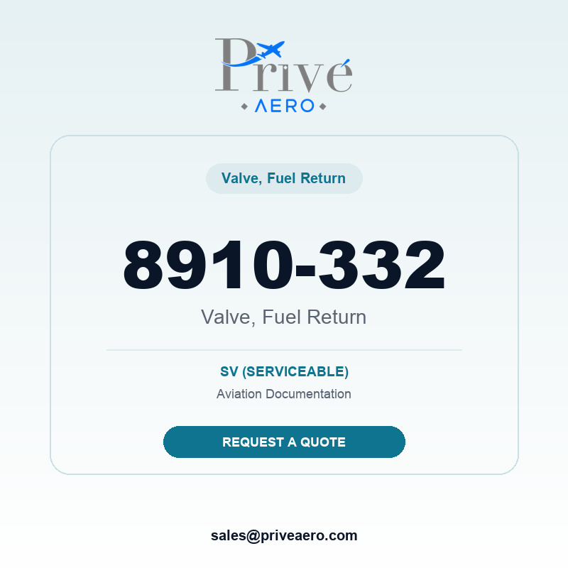 P/N 8910-332 Valve, Fuel Return 8910-332 Valve, Fuel Return – Privé Aero
