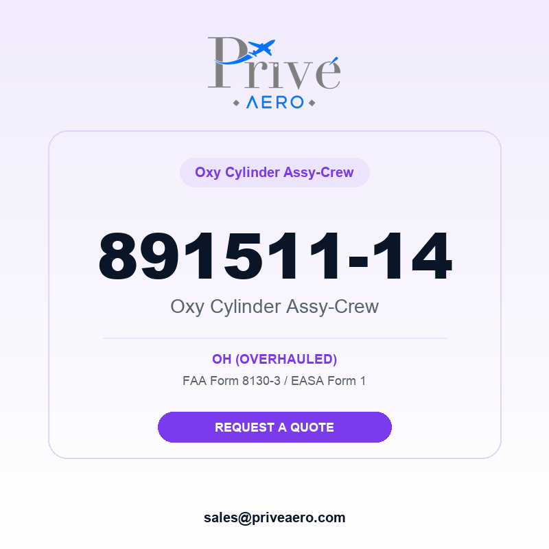 P/N 891511-14 Oxy Cylinder Assy-Crew 891511-14 Oxy Cylinder Assy-Crew – Privé Aero