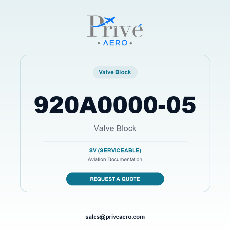 P/N 920A0000-05 Valve Block 920A0000-05 Valve Block – Privé Aero