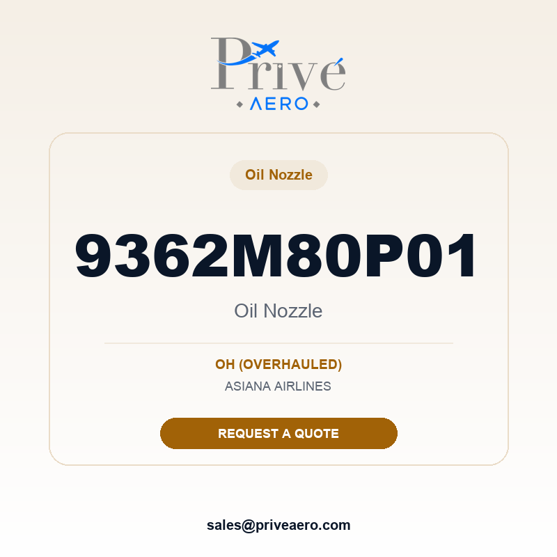 P/N 9362M80P01 OIL NOZZLE 9362M80P01 OIL NOZZLE – Privé Aero
