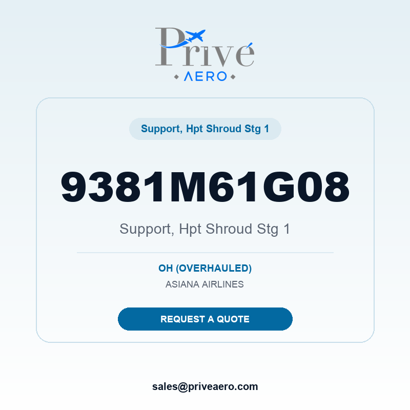 P/N 9381M61G08 SUPPORT, HPT SHROUD STG 1 9381M61G08 SUPPORT, HPT SHROUD STG 1 – Privé Aero