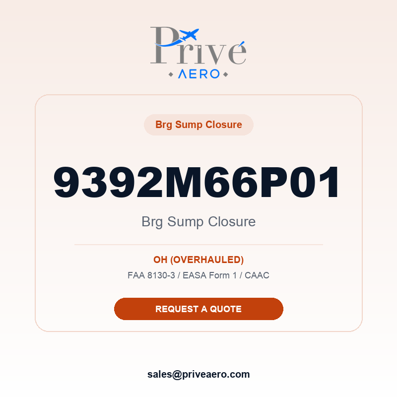 P/N 9392M66P01 BRG SUMP CLOSURE 9392M66P01 BRG SUMP CLOSURE – Privé Aero