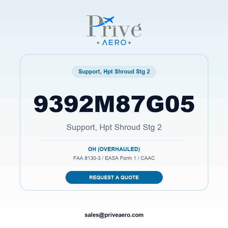 P/N 9392M87G05 SUPPORT, HPT SHROUD STG 2 9392M87G05 SUPPORT, HPT SHROUD STG 2 – Privé Aero