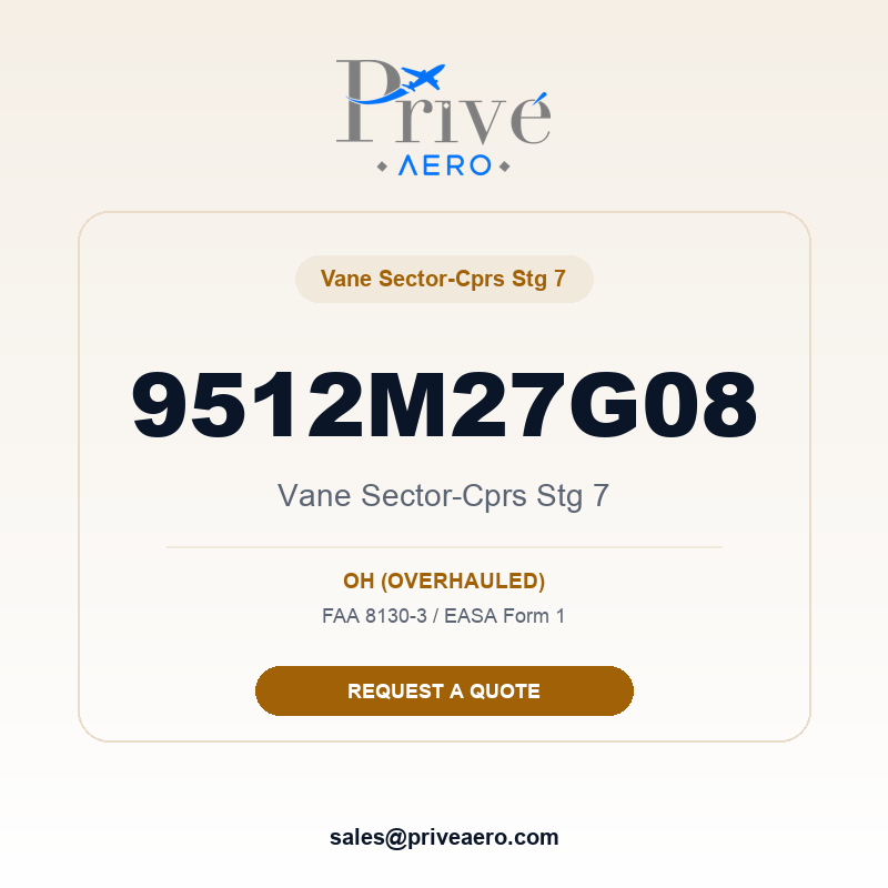P/N 9512M27G08 Vane Sector-Cprs Stg 7 9512M27G08 Vane Sector-Cprs Stg 7 – Privé Aero