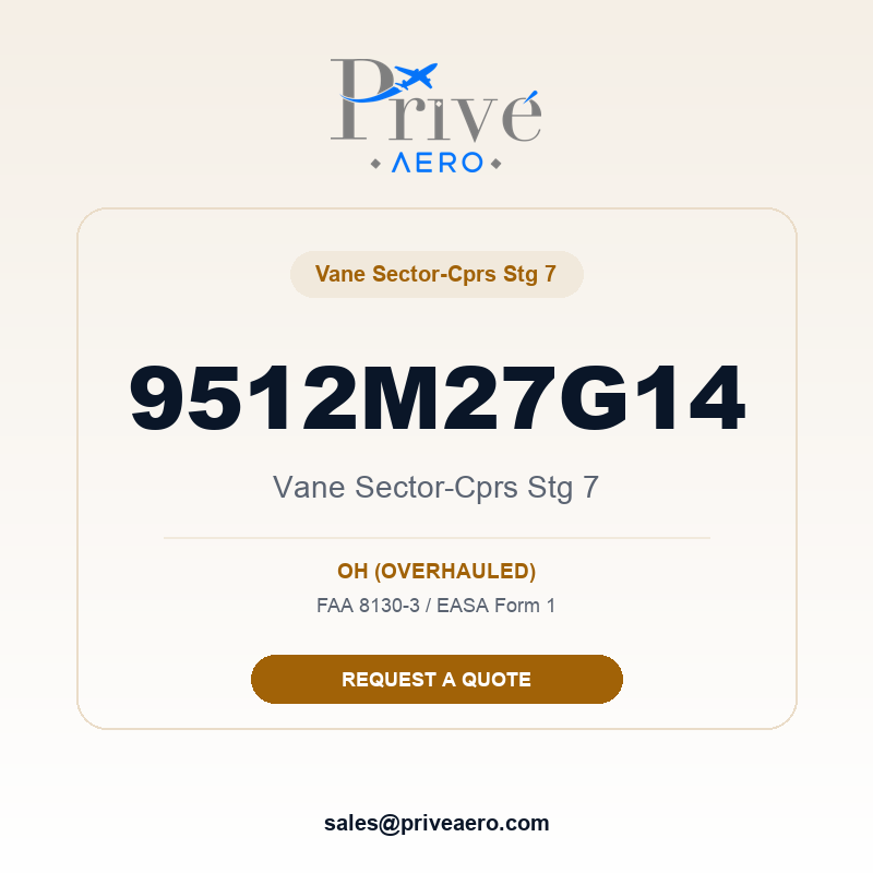 P/N 9512M27G14 Vane Sector-Cprs Stg 7 9512M27G14 Vane Sector-Cprs Stg 7 – Privé Aero