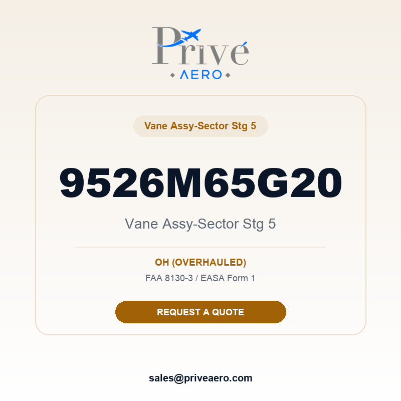 P/N 9526M65G20 Vane Assy-Sector Stg 5 9526M65G20 Vane Assy-Sector Stg 5 – Privé Aero