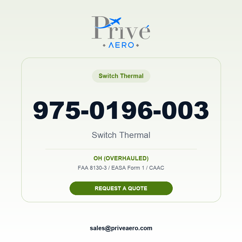 P/N 975-0196-003 SWITCH THERMAL 975-0196-003 SWITCH THERMAL – Privé Aero
