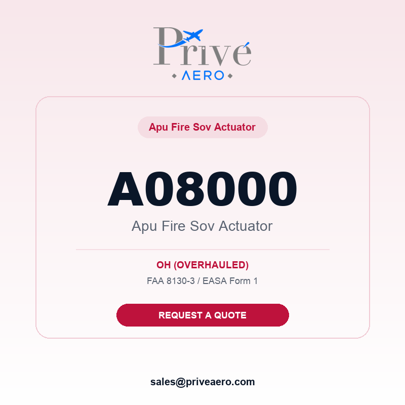 P/N A08000 APU Fire SOV Actuator A08000 APU Fire SOV Actuator – Privé Aero