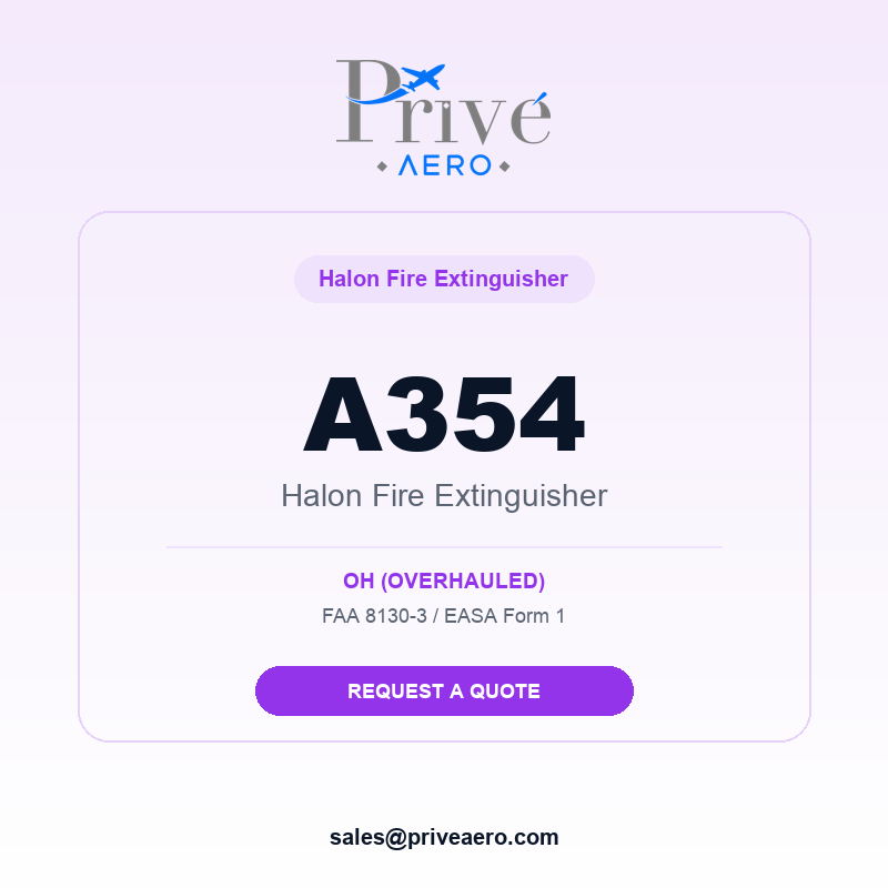 P/N A354 Halon Fire Extinguisher A354 Halon Fire Extinguisher – Privé Aero