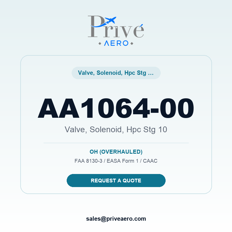 P/N AA1064-00 VALVE, SOLENOID, HPC STG 10 AA1064-00 VALVE, SOLENOID, HPC STG 10 – Privé Aero