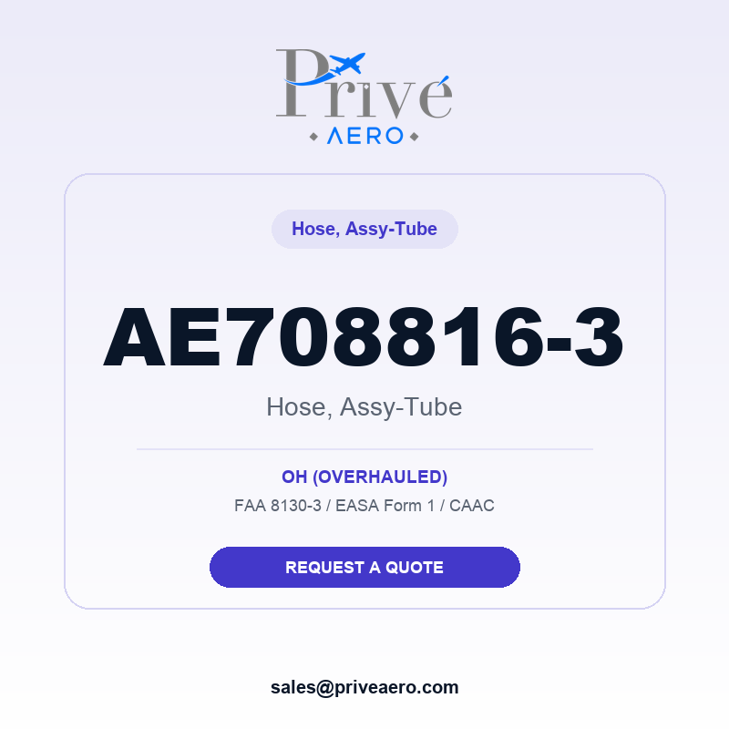P/N AE708816-3 Hose, Assy-Tube AE708816-3 Hose, Assy-Tube – Privé Aero