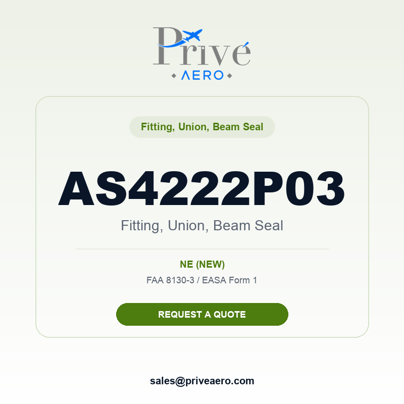P/N AS4222P03 Fitting, Union, Beam Seal AS4222P03 Fitting, Union, Beam Seal – Privé Aero