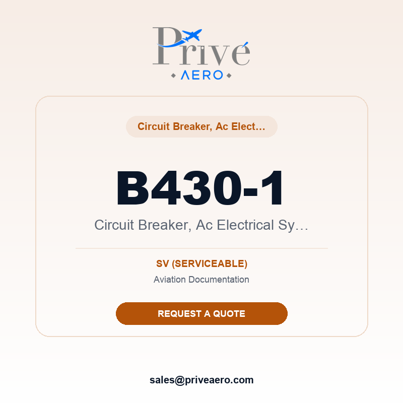 P/N B430-1 Circuit Breaker, Ac Electrical System, V74063 B430-1 Circuit Breaker, Ac Electrical System, V74063 – Privé Aero