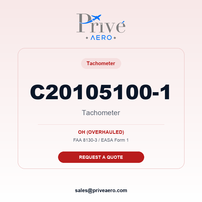 P/N C20105100-1 Tachometer C20105100-1 Tachometer – Privé Aero