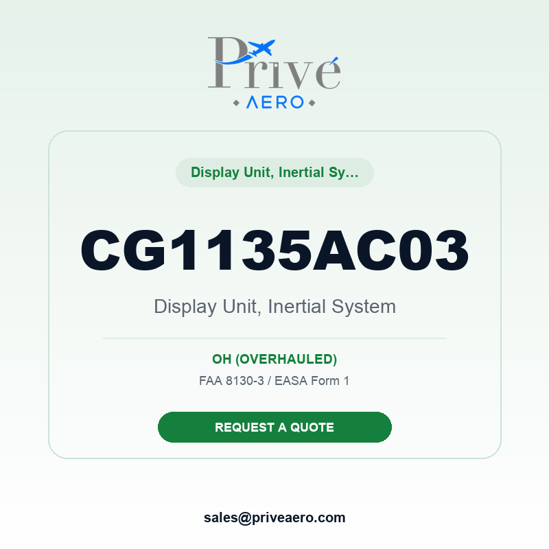 P/N CG1135AC03 Display Unit, Inertial System CG1135AC03 Display Unit, Inertial System – Privé Aero