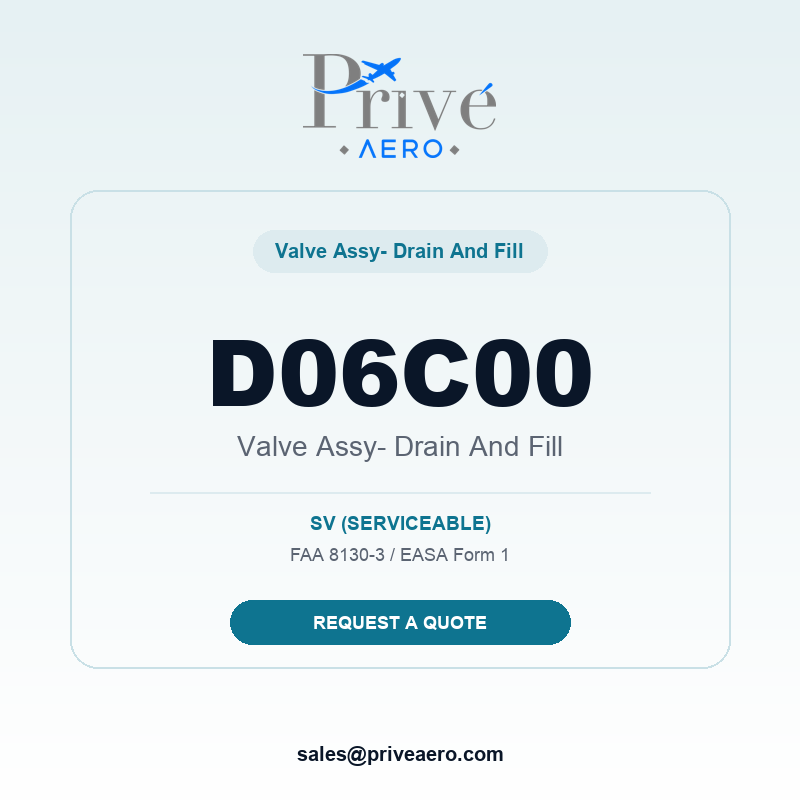 P/N D06C00 Valve Assy- Drain And Fill D06C00 Valve Assy- Drain And Fill – Privé Aero