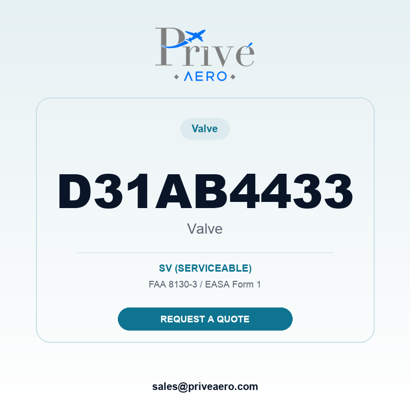 P/N D31AB4433 Valve D31AB4433 Valve – Privé Aero