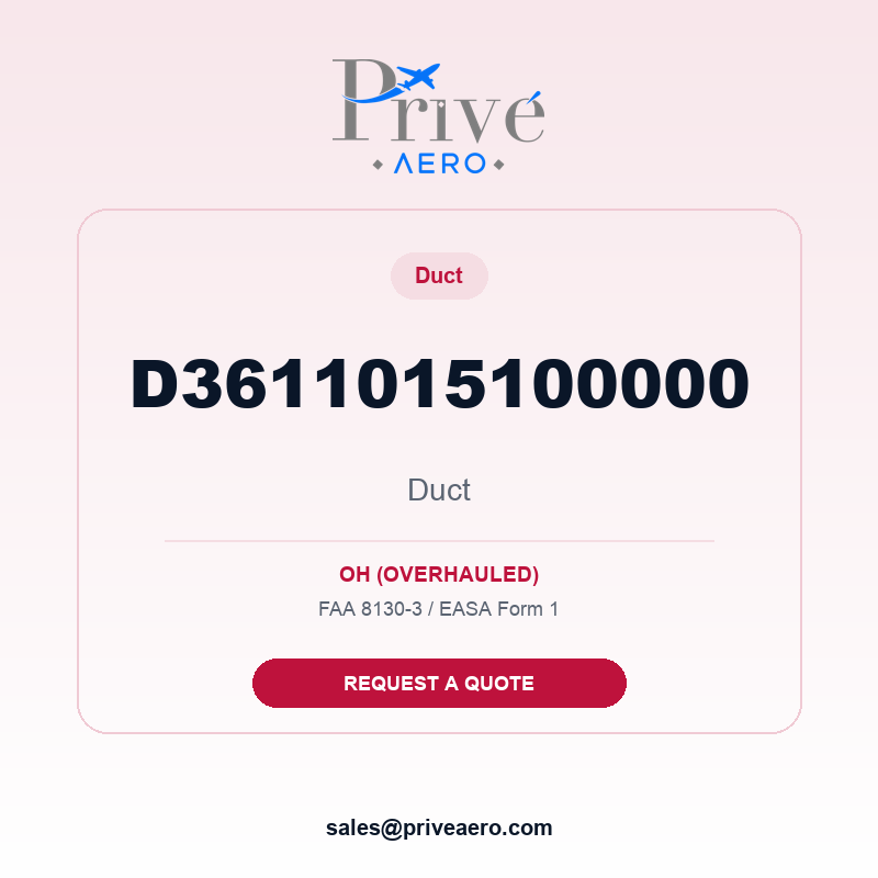 P/N D3611015100000 Duct D3611015100000 Duct – Privé Aero