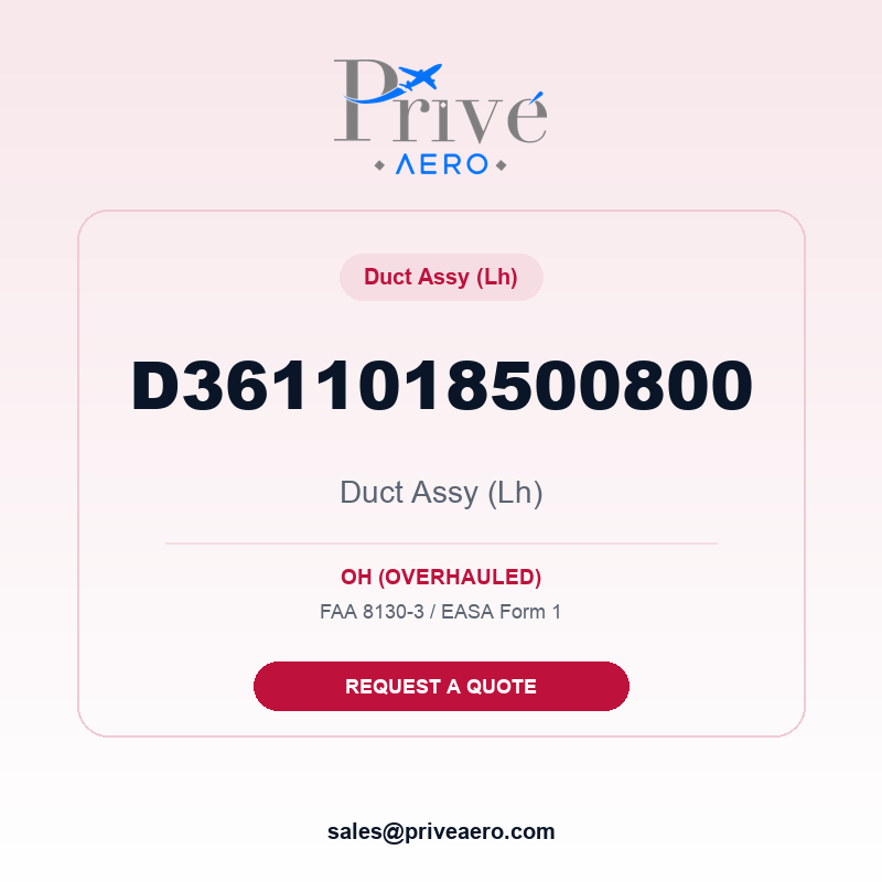P/N D3611018500800 Duct ASSY (LH) D3611018500800 Duct ASSY (LH) – Privé Aero