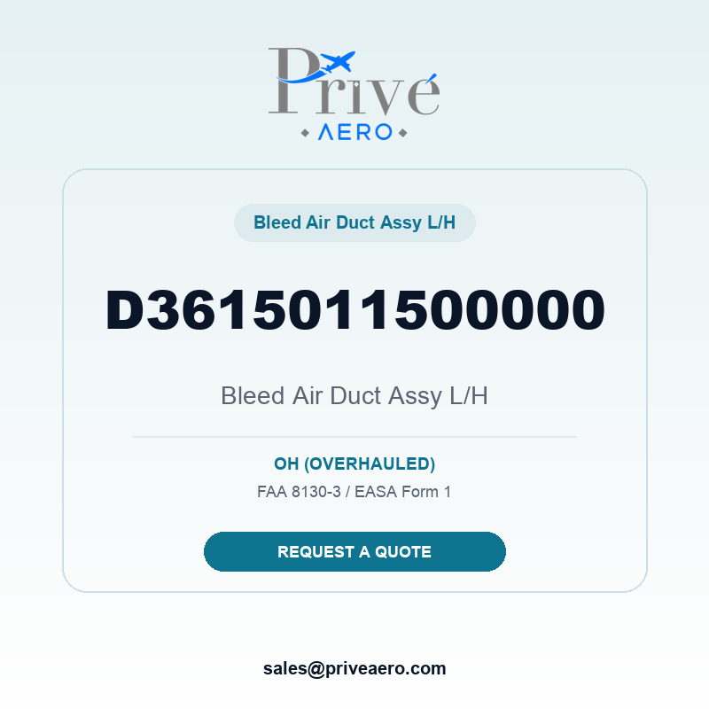 P/N D3615011500000 Bleed Air Duct ASSY L/h D3615011500000 Bleed Air Duct ASSY L/h – Privé Aero