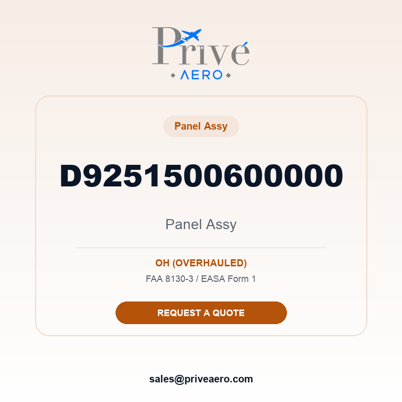 P/N D9251500600000 Panel ASSY D9251500600000 Panel ASSY – Privé Aero