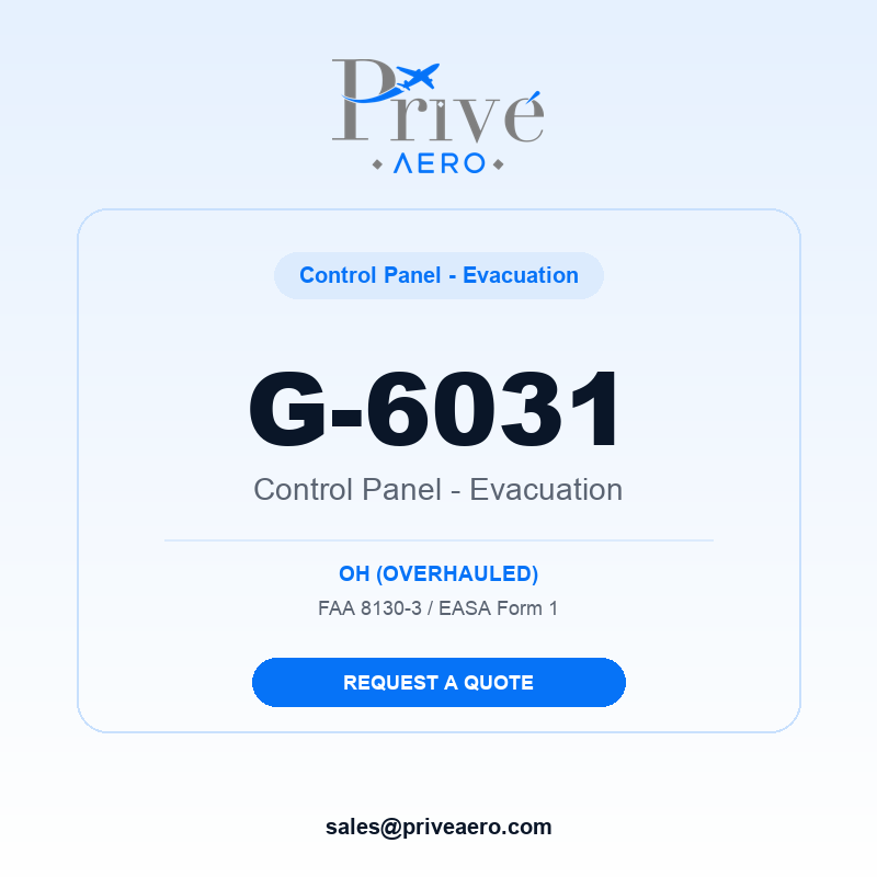 P/N G-6031 Control Panel - Evacuation G-6031 Control Panel - Evacuation – Privé Aero