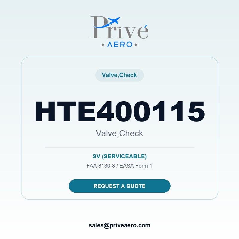 P/N HTE400115 Valve,Check HTE400115 Valve,Check – Privé Aero