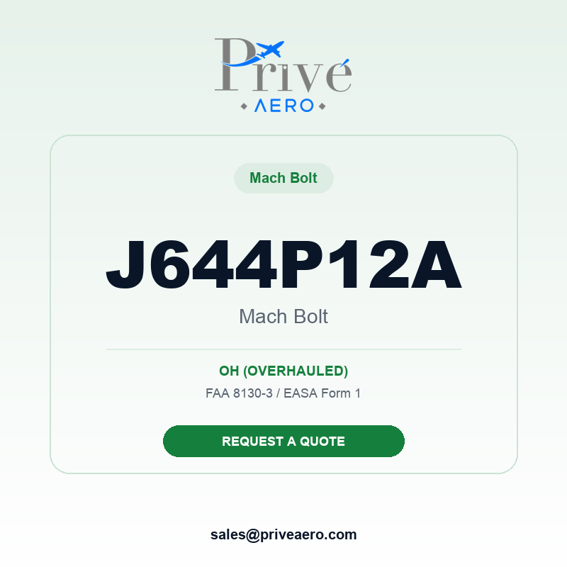 P/N J644P12A Mach Bolt J644P12A Mach Bolt – Privé Aero
