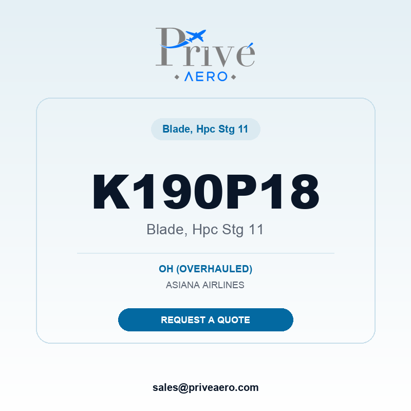 P/N K190P18 BLADE, HPC STG 11 K190P18 BLADE, HPC STG 11 – Privé Aero