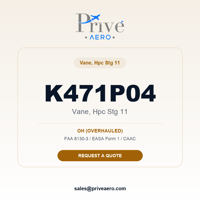 P/N K471P04 VANE, HPC STG 11 K471P04 VANE, HPC STG 11 – Privé Aero