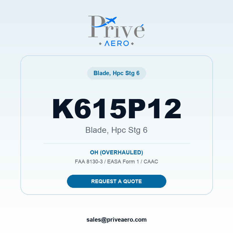 P/N K615P12 BLADE, HPC STG 6 K615P12 BLADE, HPC STG 6 – Privé Aero