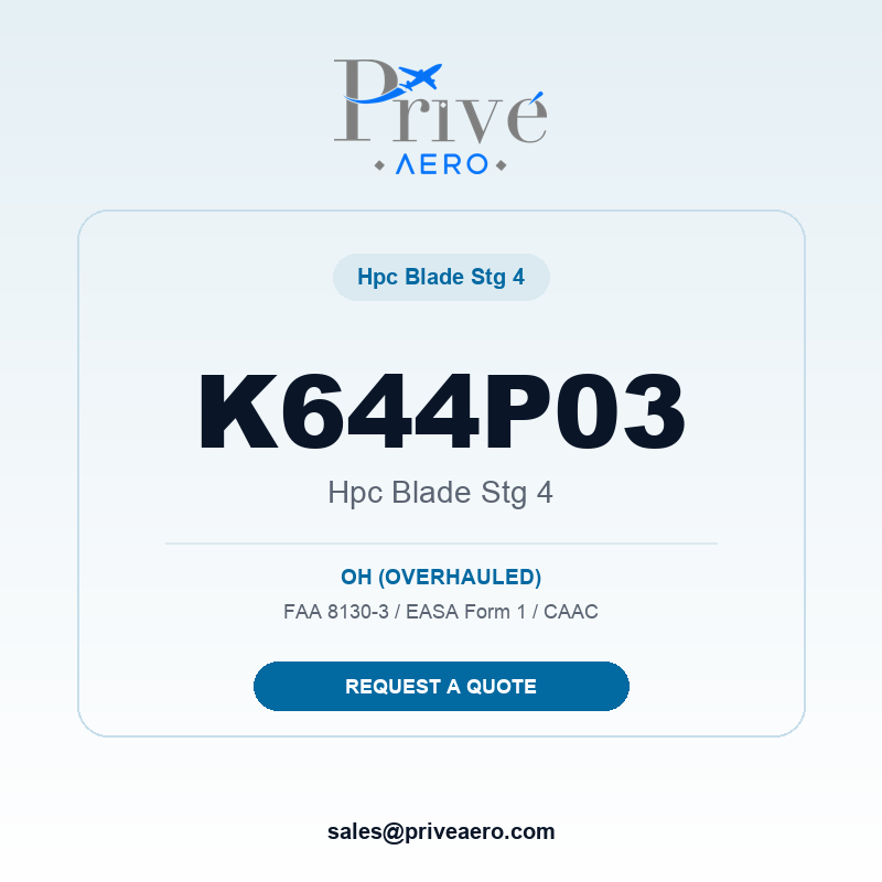 P/N K644P03 HPC BLADE STG 4 K644P03 HPC BLADE STG 4 – Privé Aero