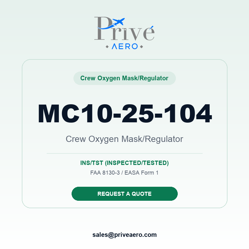 P/N MC10-25-104 Crew Oxygen Mask/regulator MC10-25-104 Crew Oxygen Mask/regulator – Privé Aero