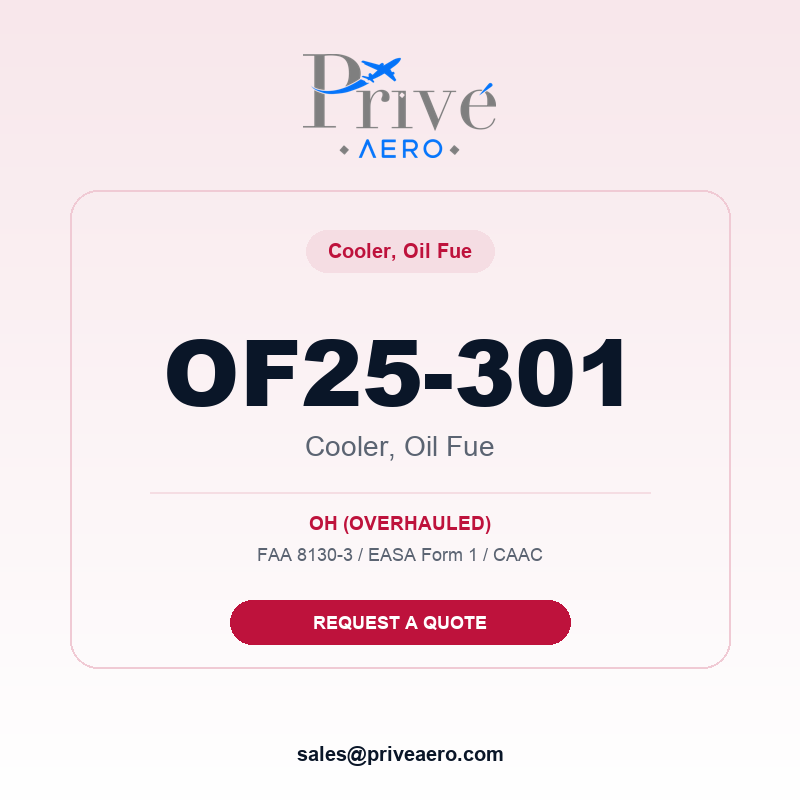 P/N OF25-301 COOLER, OIL FUE OF25-301 COOLER, OIL FUE – Privé Aero