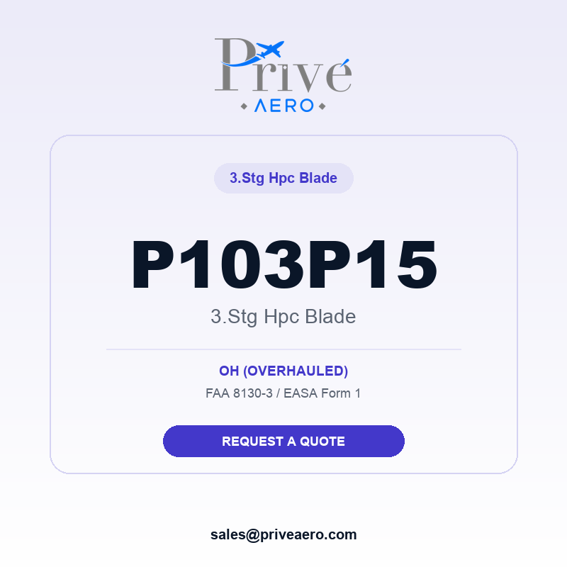 P/N P103P15 3.Stg Hpc Blade P103P15 3.Stg Hpc Blade – Privé Aero