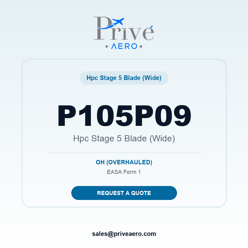 P/N P105P09 Hpc Stage 5 Blade (Wide) P105P09 Hpc Stage 5 Blade (Wide) – Privé Aero
