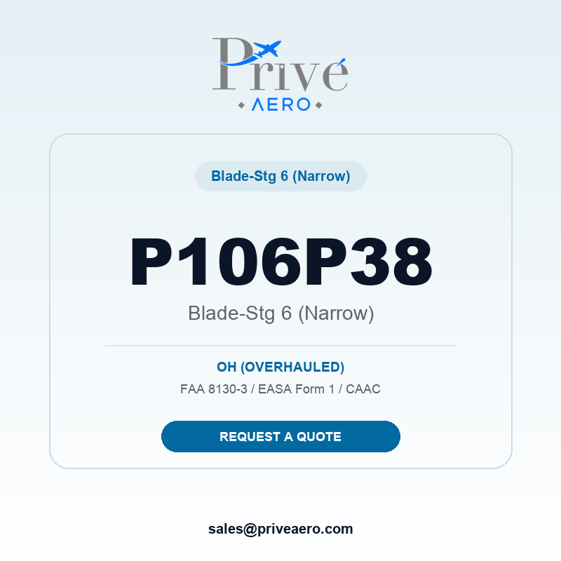 P/N P106P38 Blade-Stg 6 (Narrow) P106P38 Blade-Stg 6 (Narrow) – Privé Aero