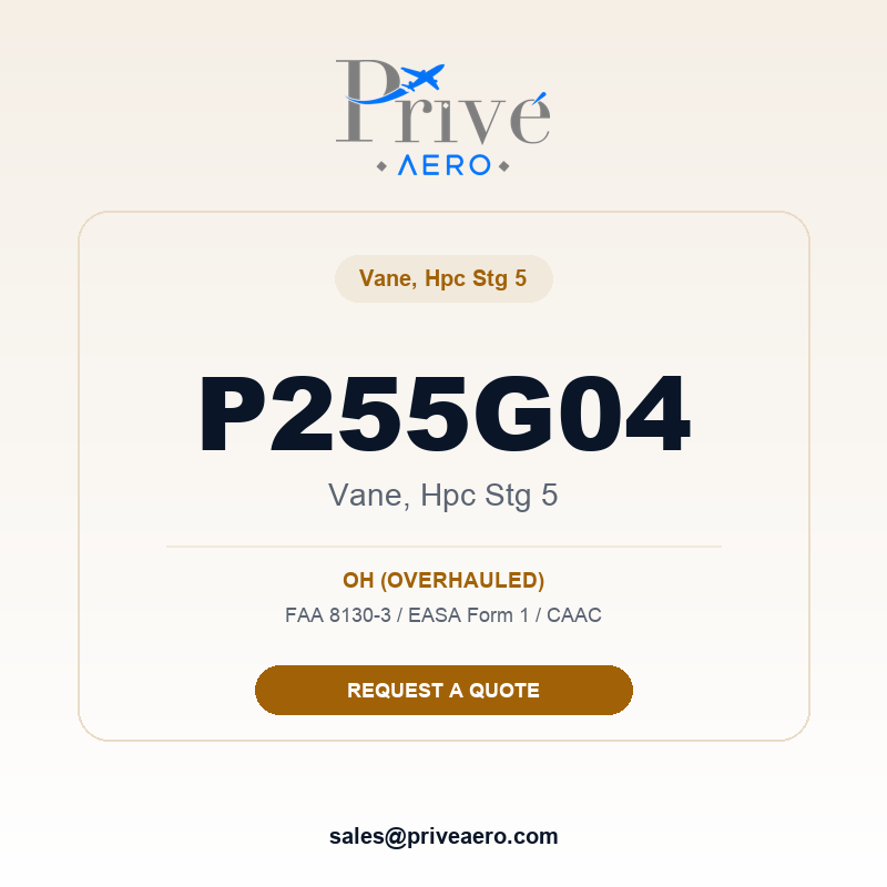 P/N P255G04 Vane, Hpc Stg 5 P255G04 Vane, Hpc Stg 5 – Privé Aero